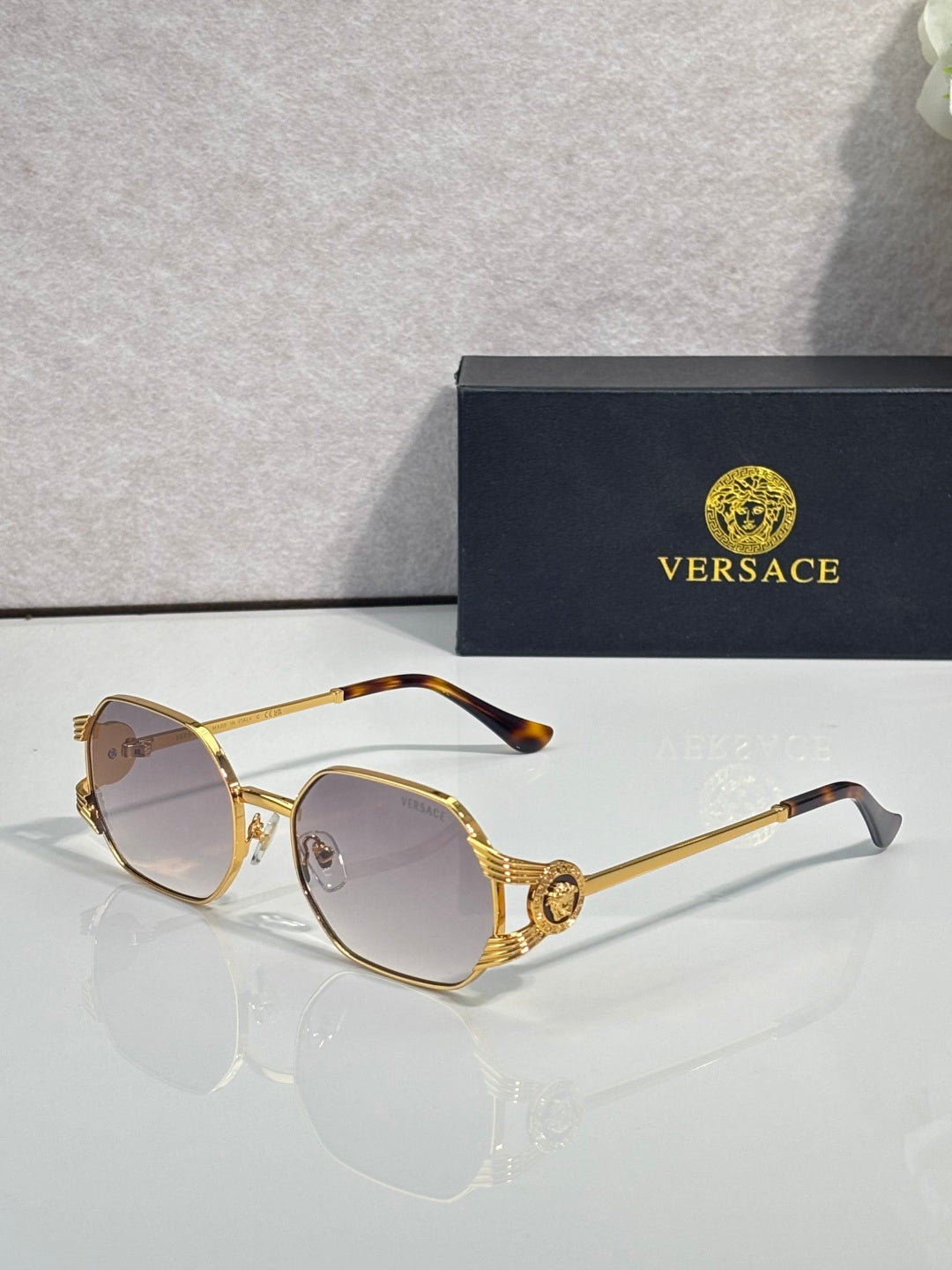 Retro Octagonal Metal Frame Sunglasses - VE7223