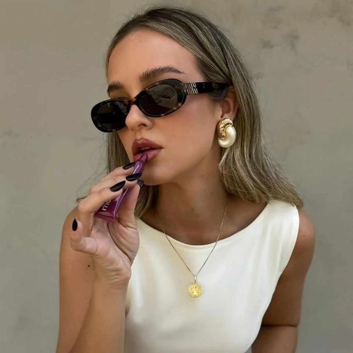 Retro-trendige ovale Damen-Sonnenbrille