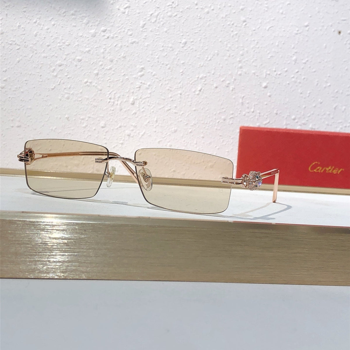 10-farbige randlose Sonnenbrille mit Pantherkopf CT0647S