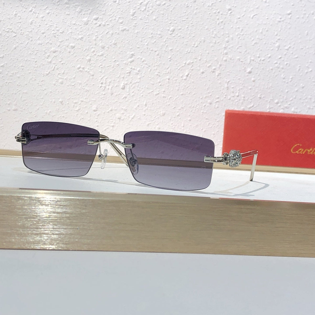 10-farbige randlose Sonnenbrille mit Pantherkopf CT0647S
