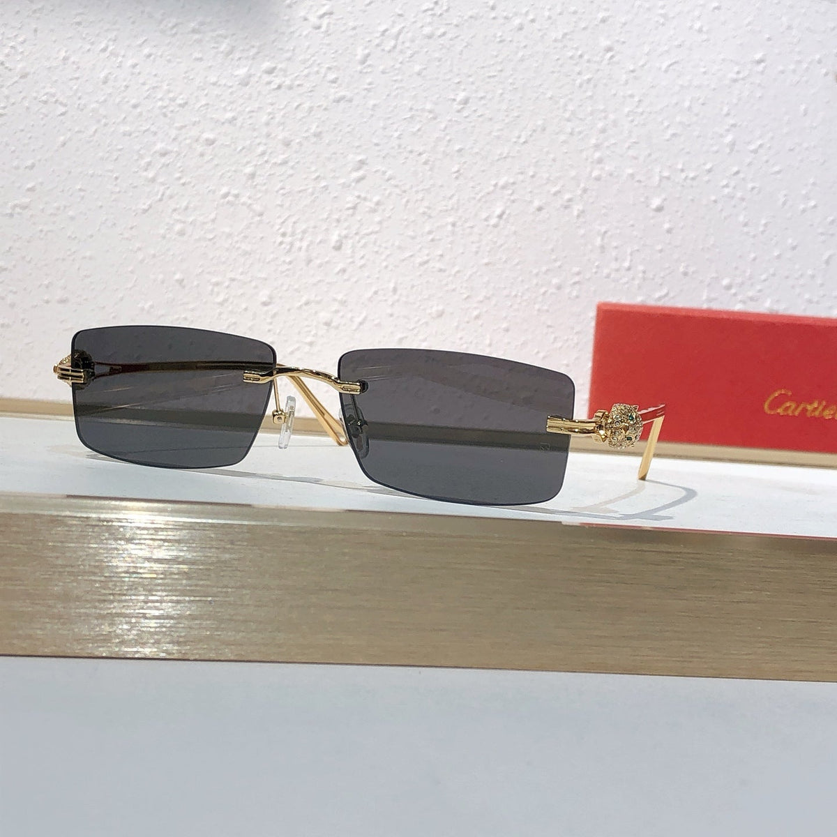 10-farbige randlose Sonnenbrille mit Pantherkopf CT0647S