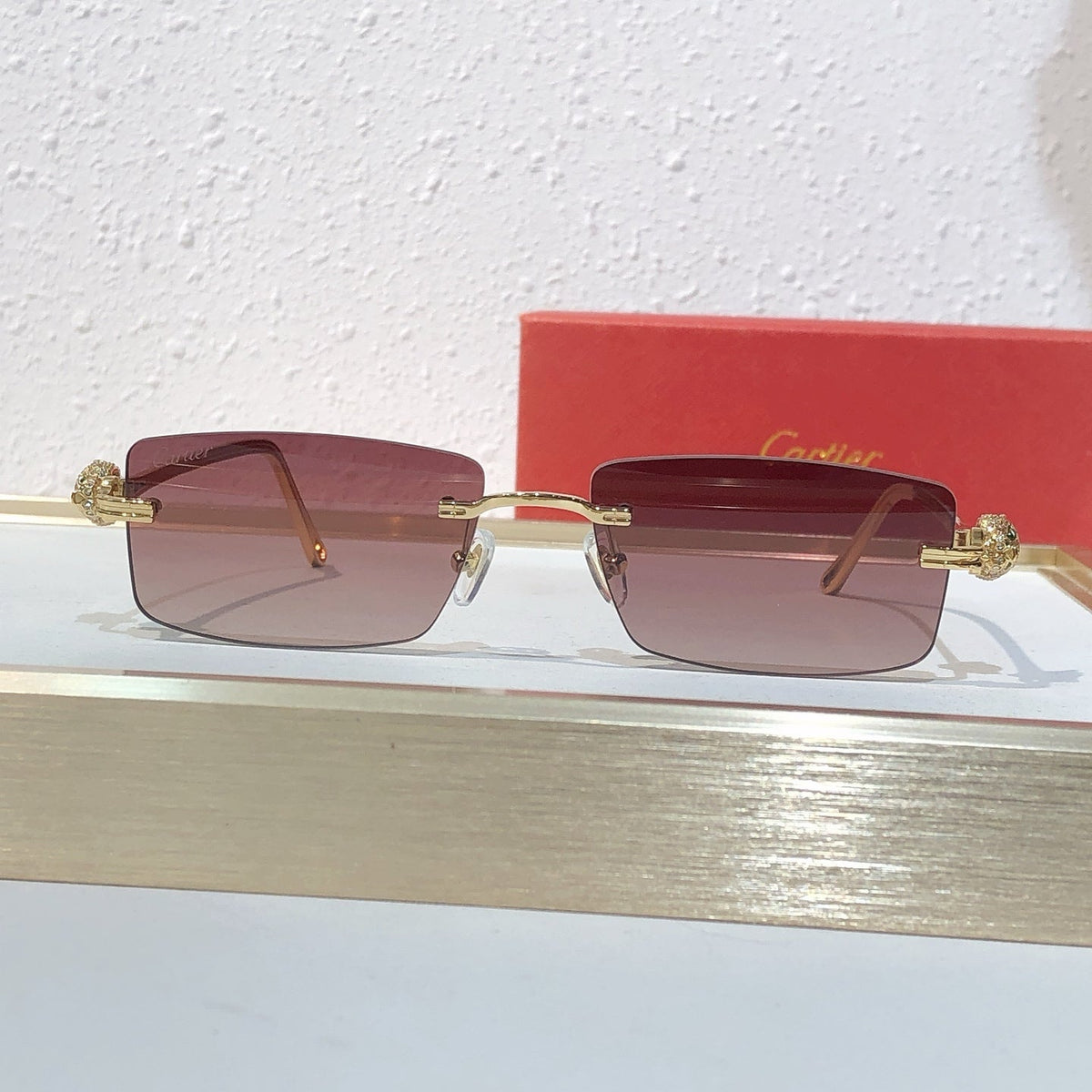 10-farbige randlose Sonnenbrille mit Pantherkopf CT0647S