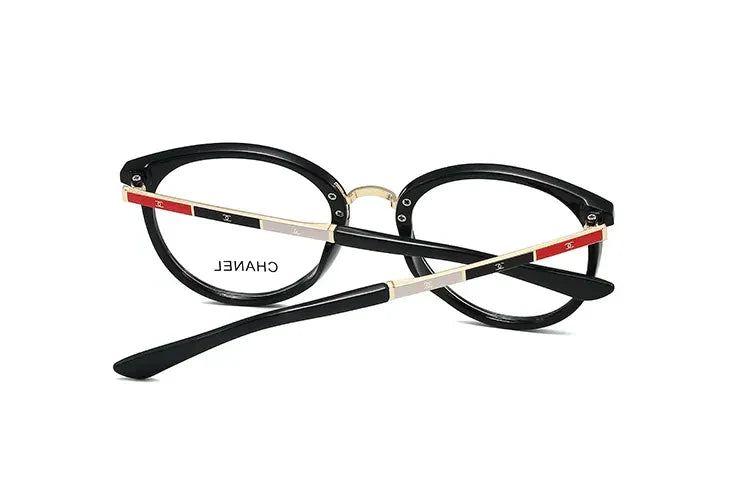 5-farbige ovale gestreifte Metallrahmen-Brille
