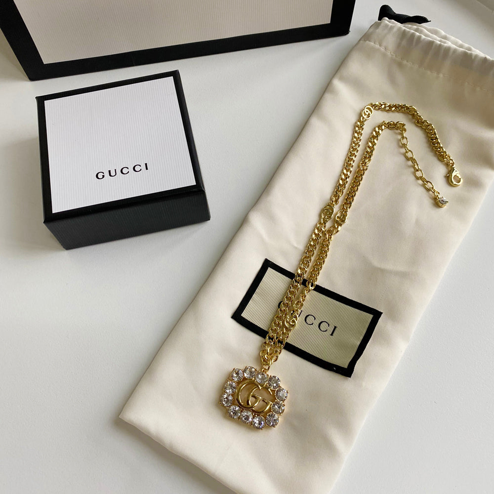 Double G Crystal Diamond Necklace