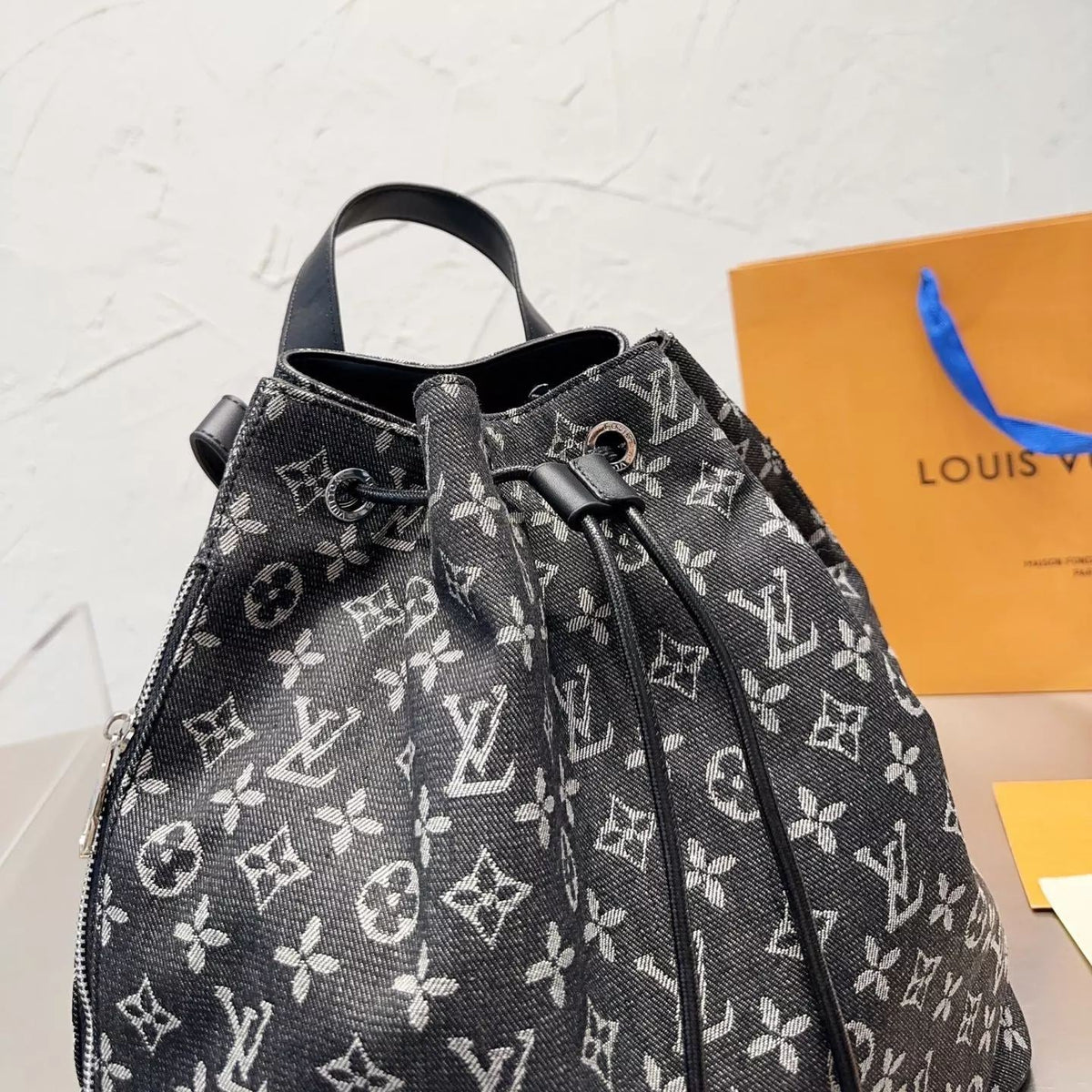 Monogram Denim Drawstring Backpack