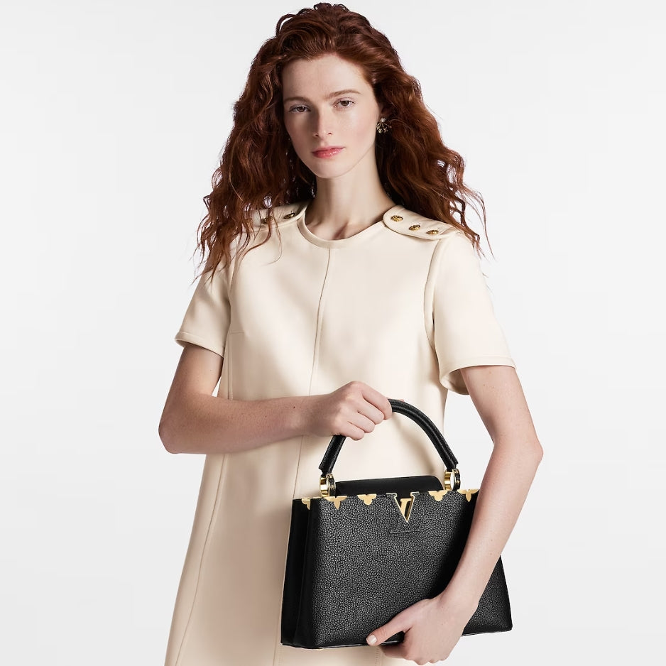 Black Capucines Metall-Monogram-Tasche