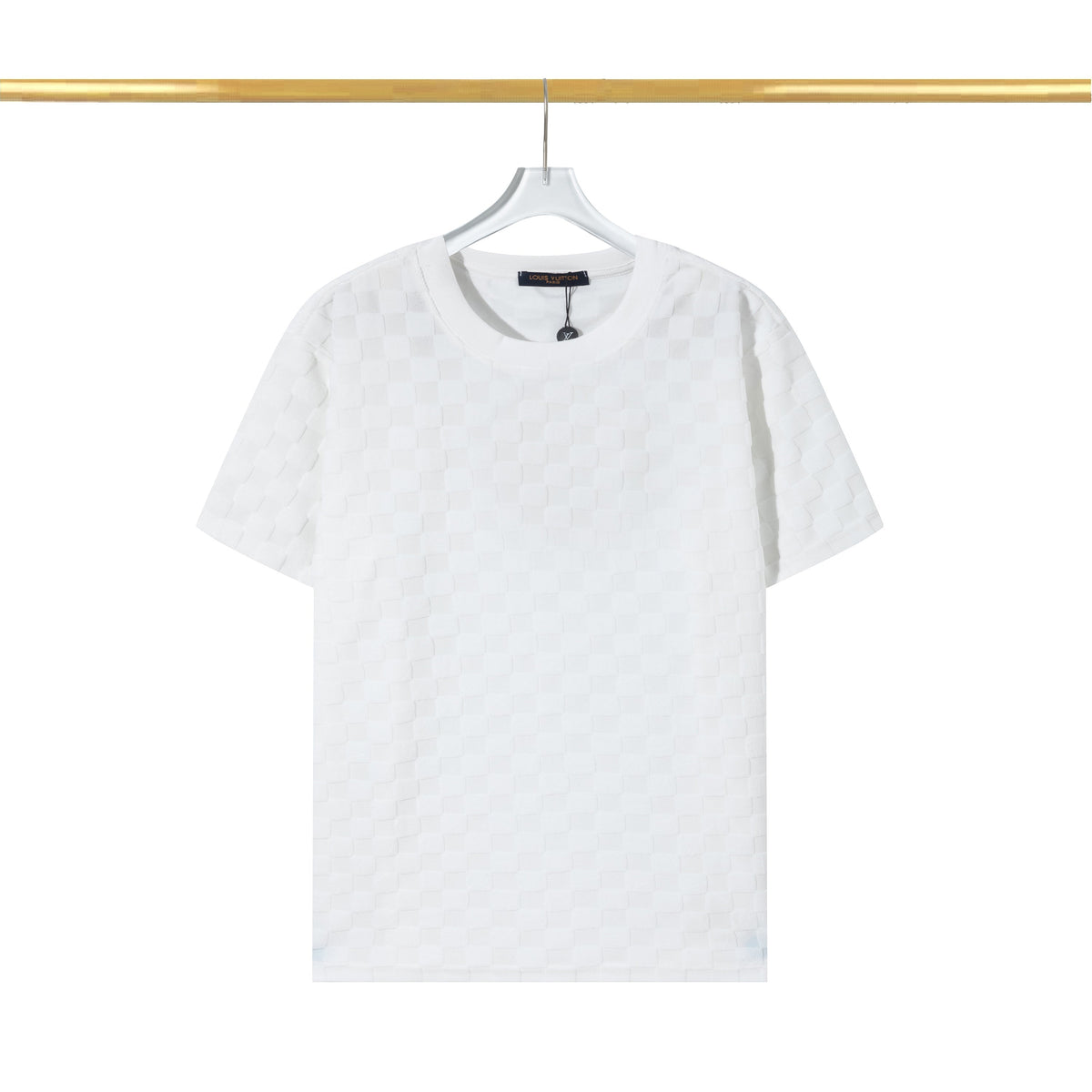 T-Shirt aus Baumwolle mit Schachbrettmuster und erhöhtem Fleece