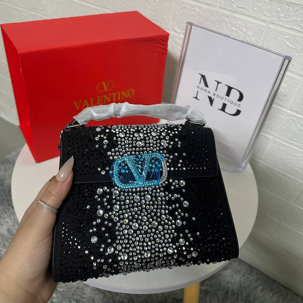 Handtasche mit quadratischem Glanzdiamant-Logo