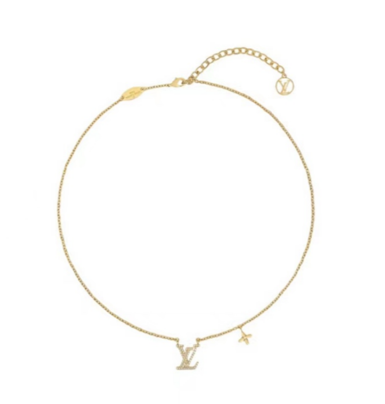 Diamond Alphabet Floral Necklace