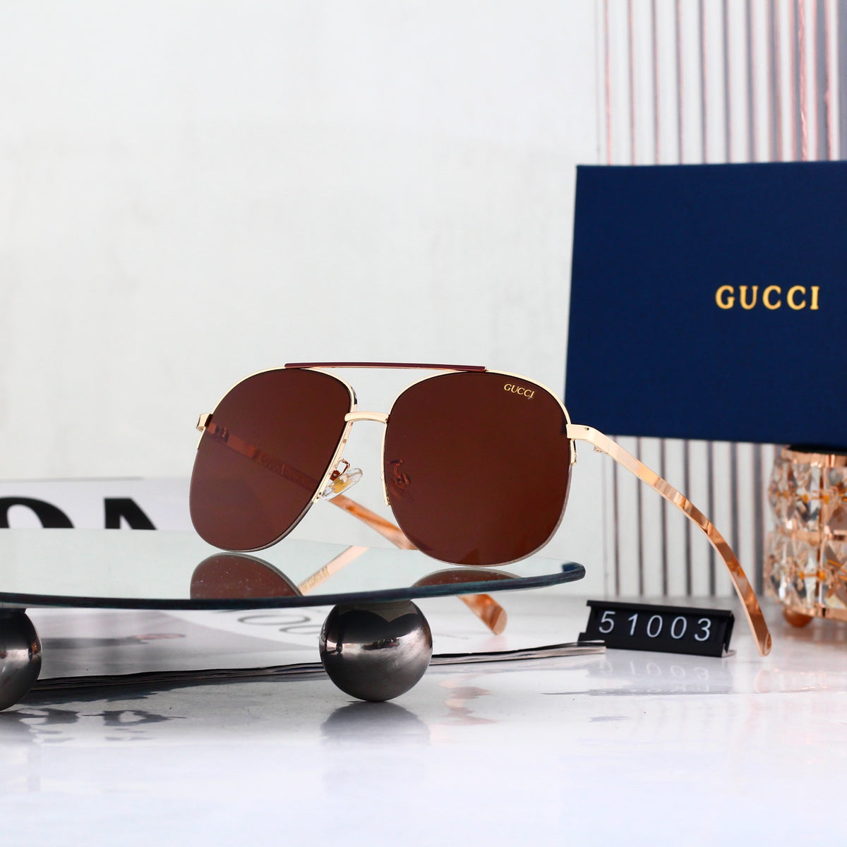 7 Color Classic Double Bridge Aviator Sunglasses - 51003
