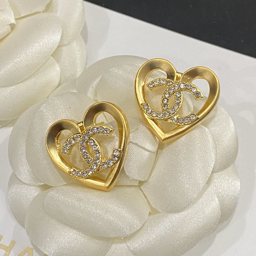Herz-Hohl-Diamant-Ohrstecker