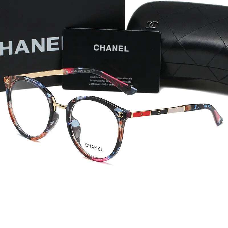 5-farbige ovale gestreifte Metallrahmen-Brille