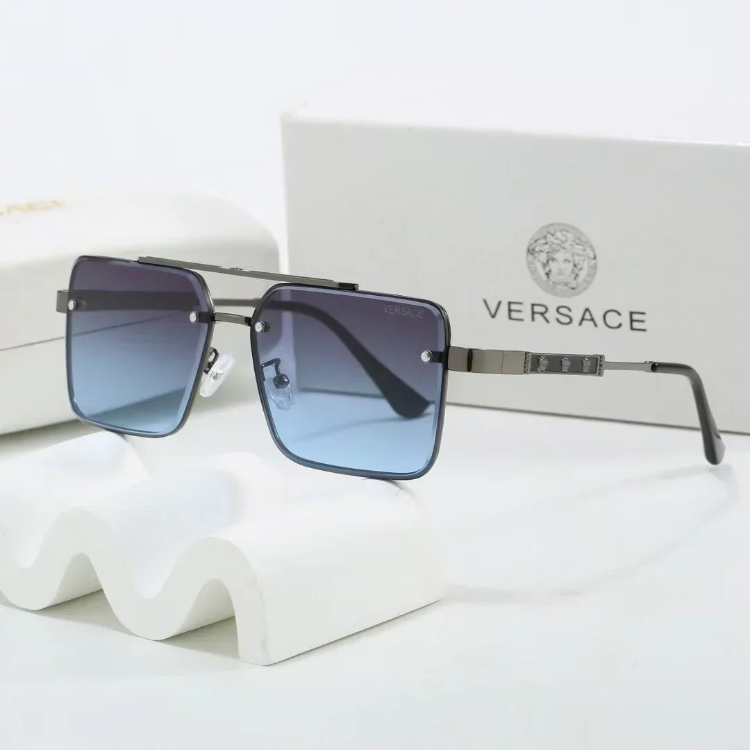 Gradient two-tone metal square sunglasses