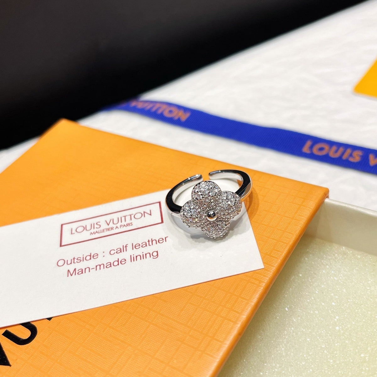 Diamant-Blumen-Offener-Ring