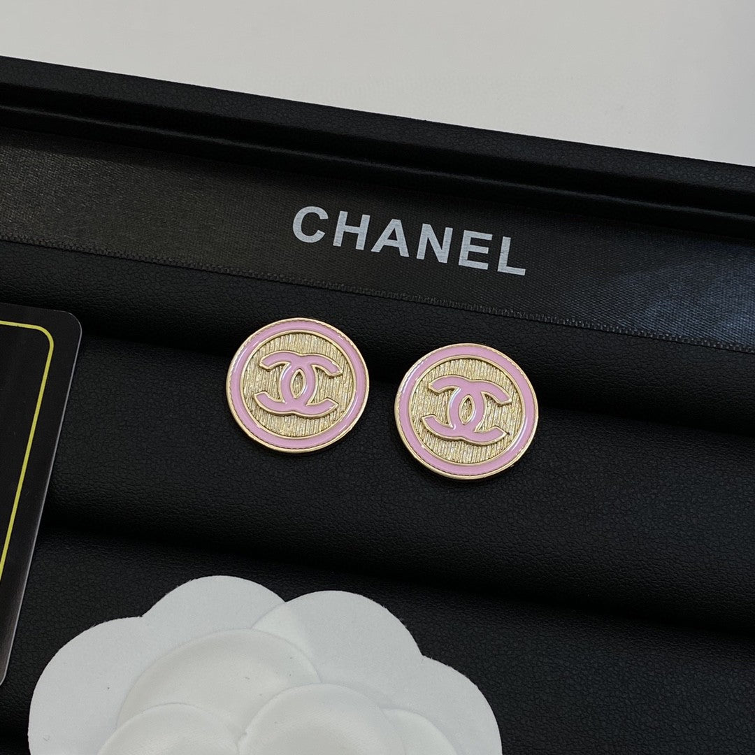 Vintage runde Logo-Ohrringe aus Metall
