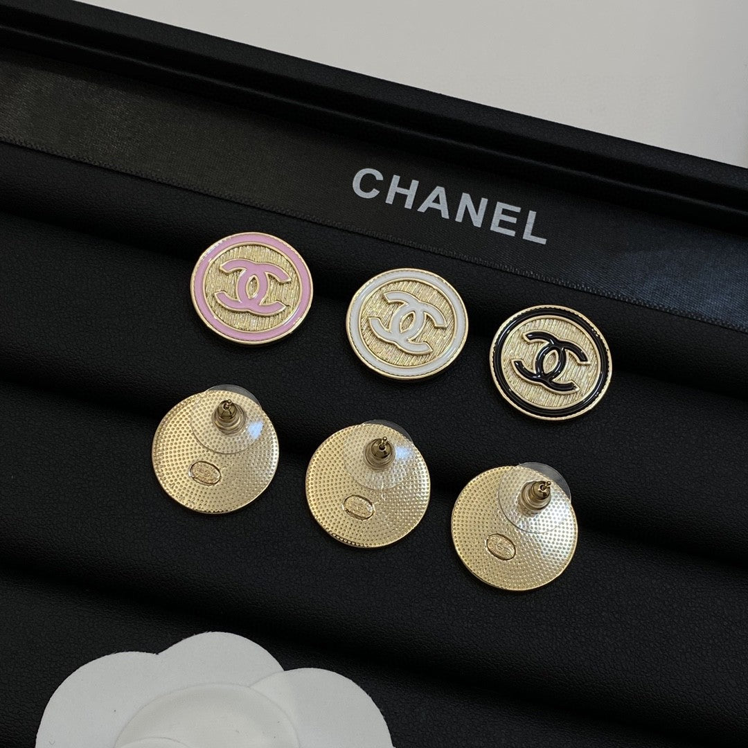 Vintage runde Logo-Ohrringe aus Metall