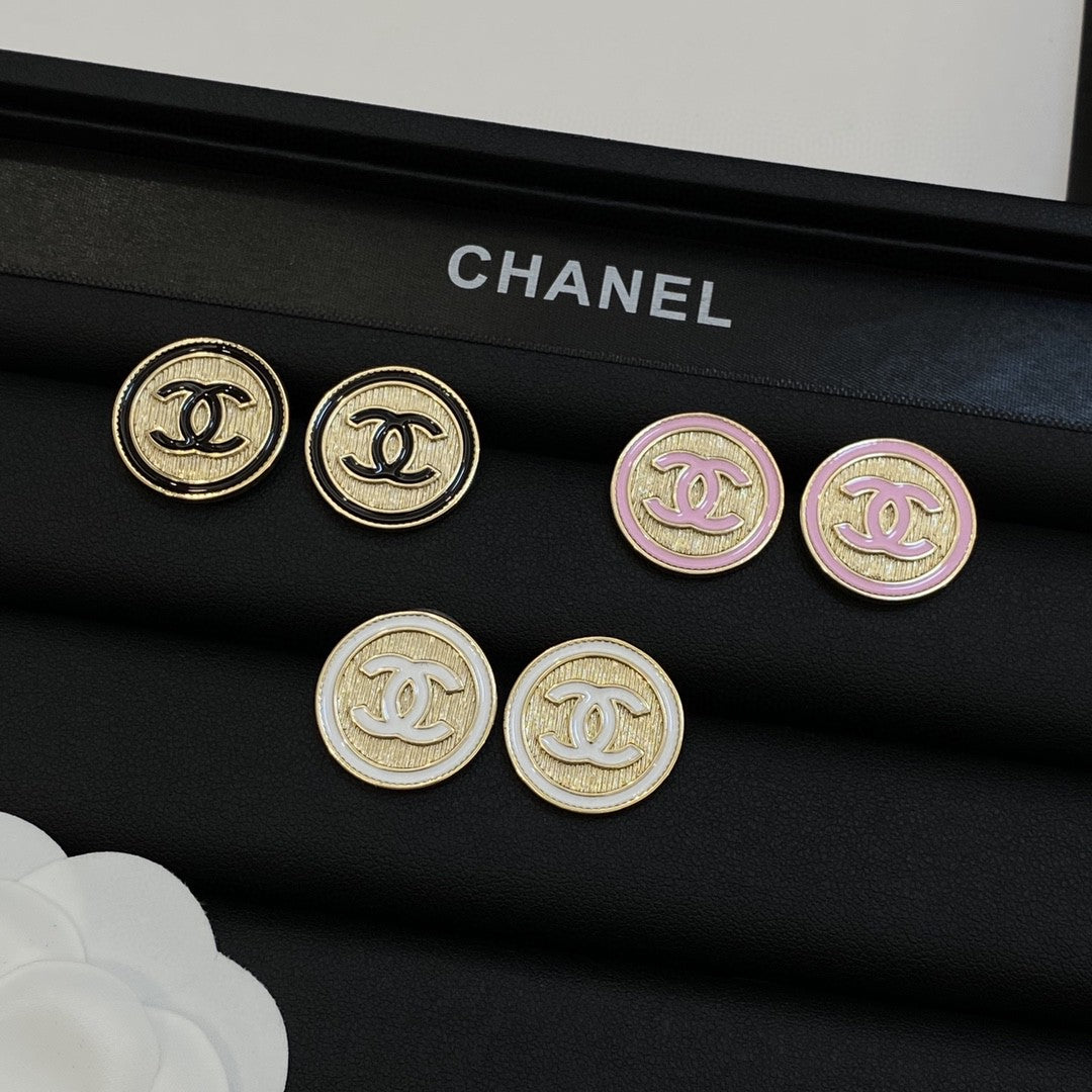 Vintage runde Logo-Ohrringe aus Metall