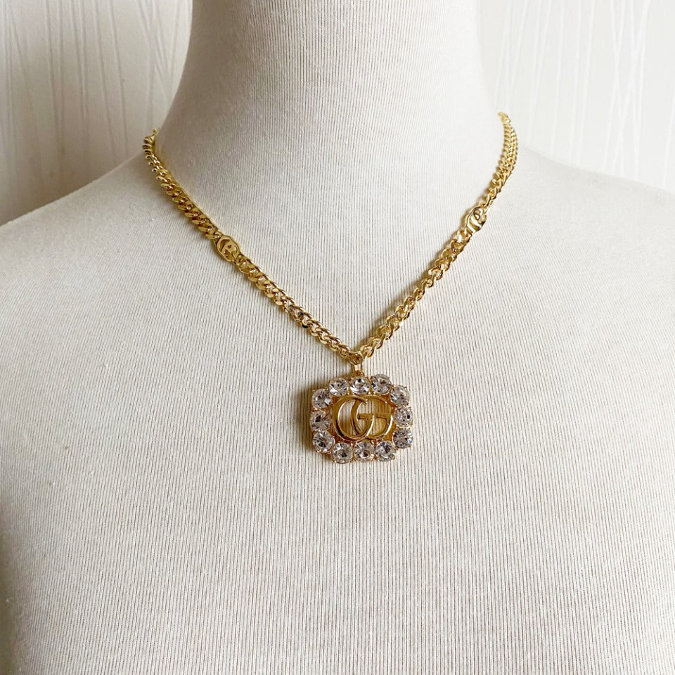 Double G Crystal Diamond Necklace