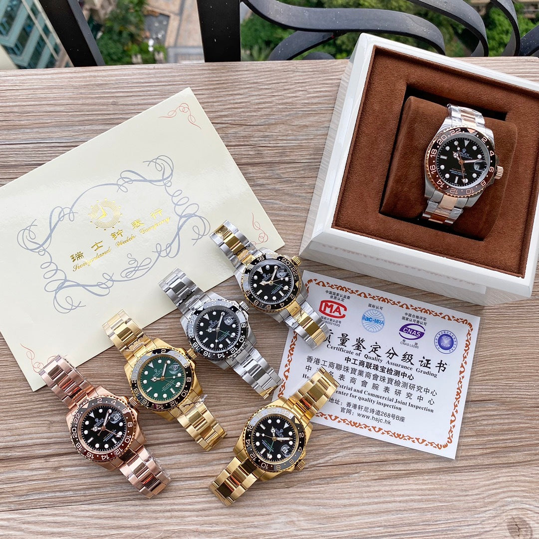 5-Style Luxury Collection (Silver, Gold, Rose Gold & Two-Tone), Classic Sport GMT Style