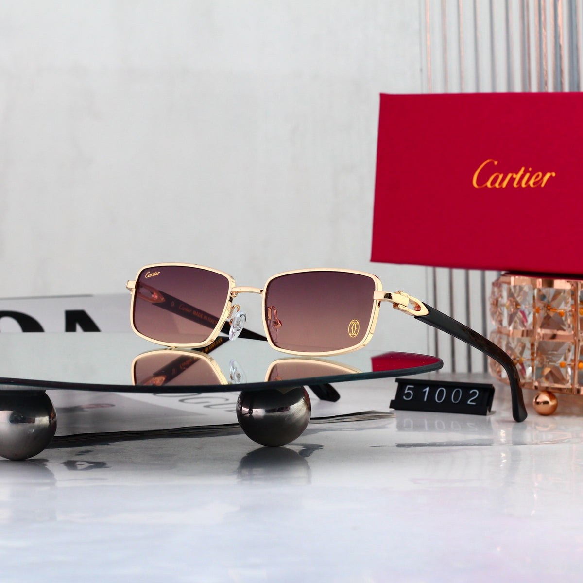 7 Color classic Rectangular Metal Sunglasses - 51002