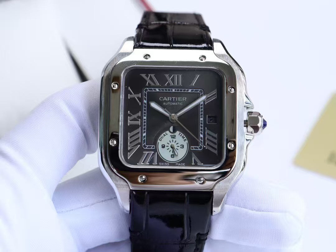 Premium Stainless Steel Mechanical Watch 4 Style Options Classic Square Dual Time Design Luxury Look