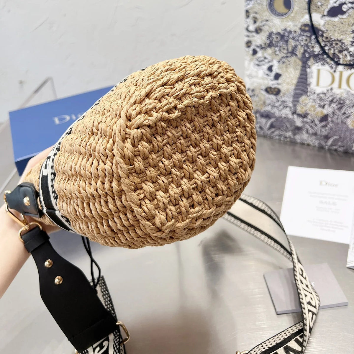 Webbing Straw Beach Bag