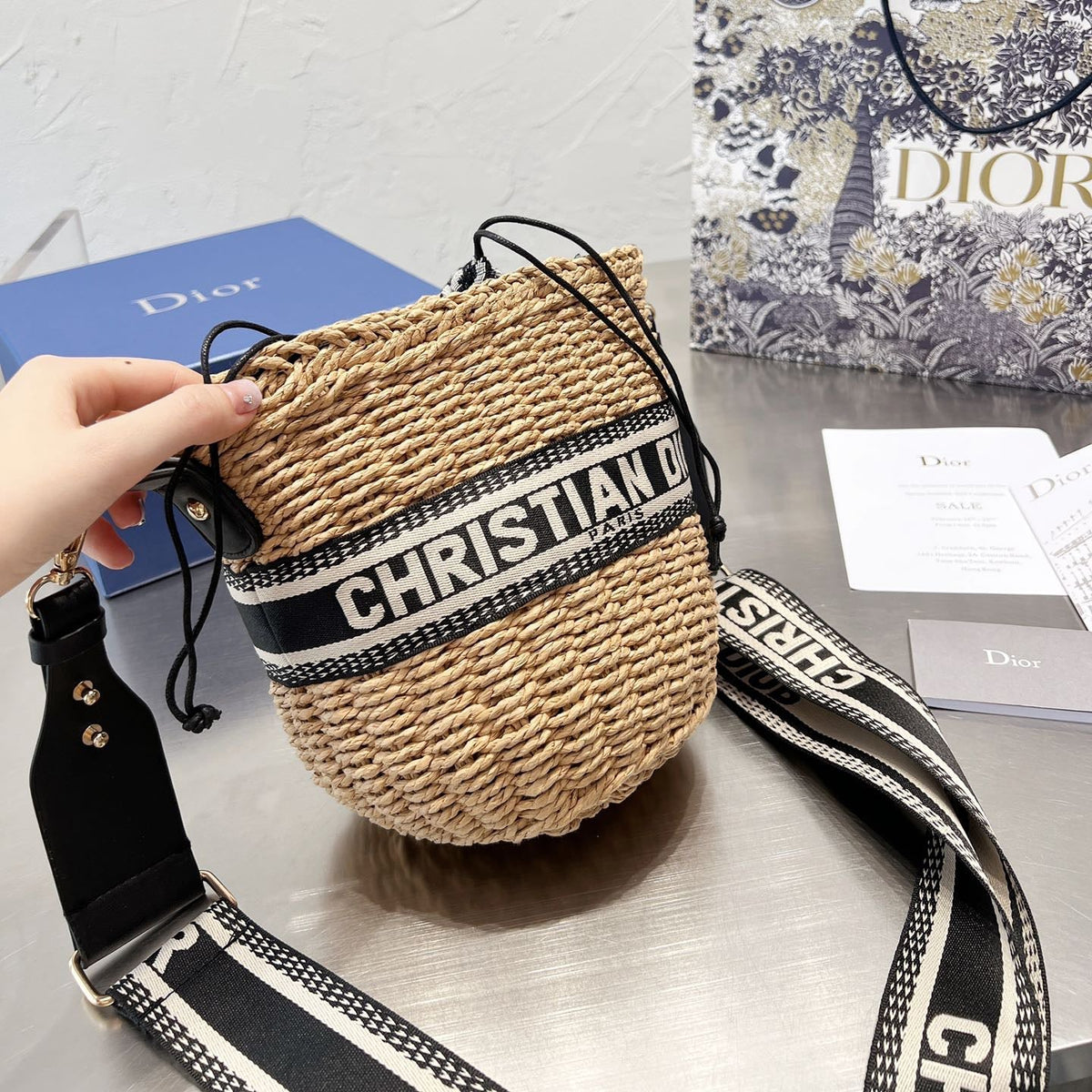 Webbing Straw Beach Bag