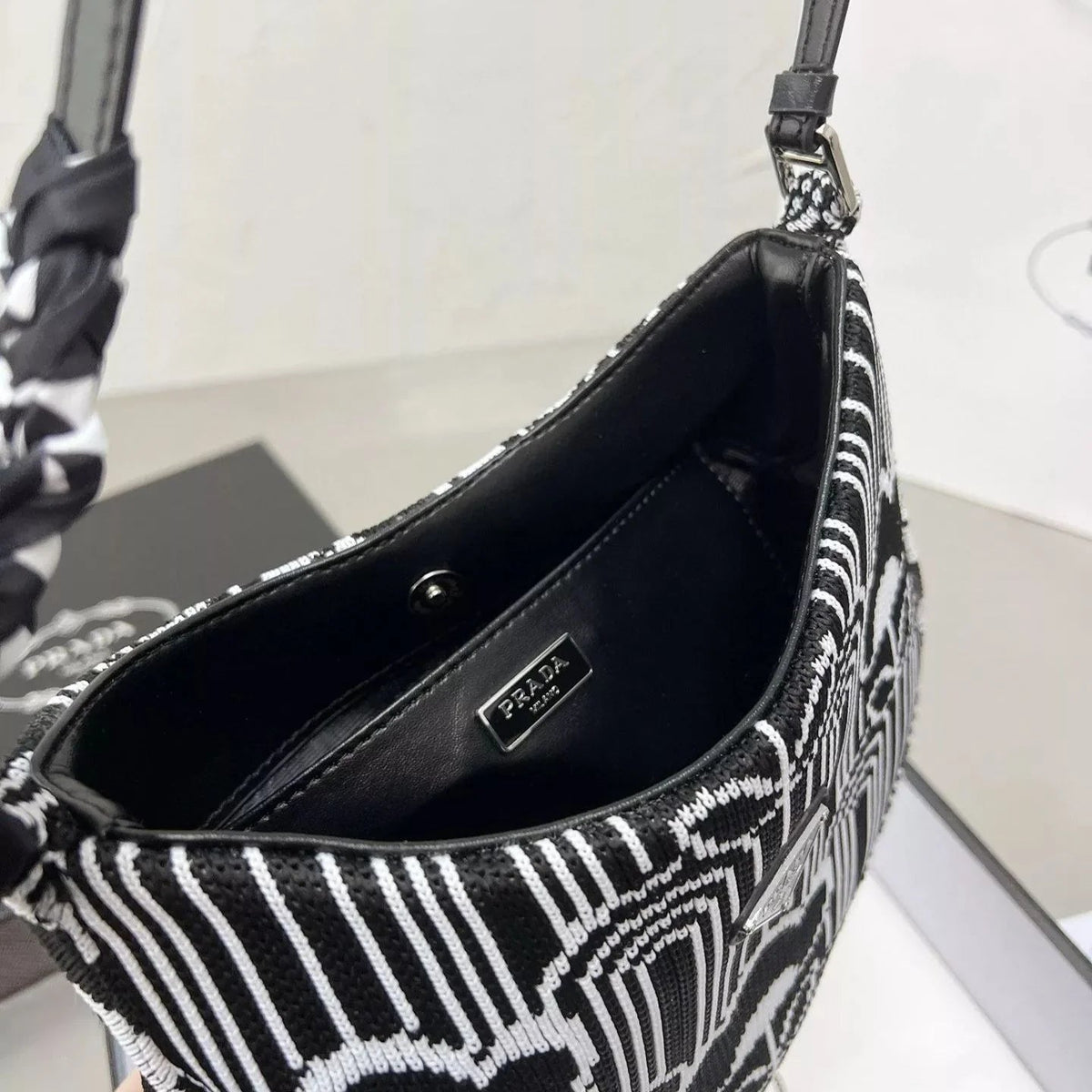Cleo Series Jacquard Knit Shoulder Bag