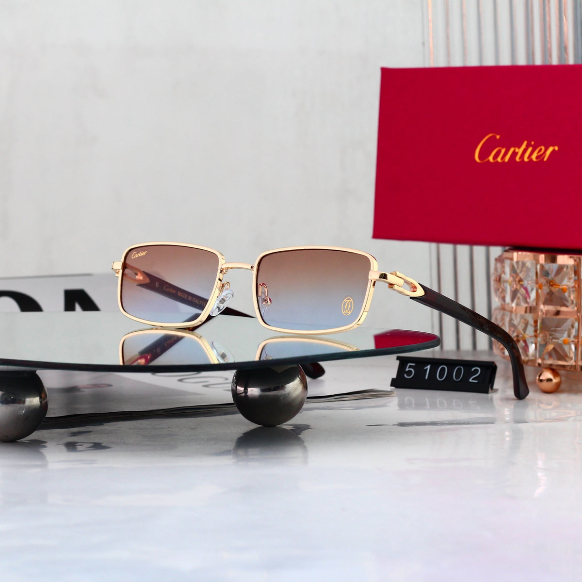 7 Color classic Rectangular Metal Sunglasses - 51002