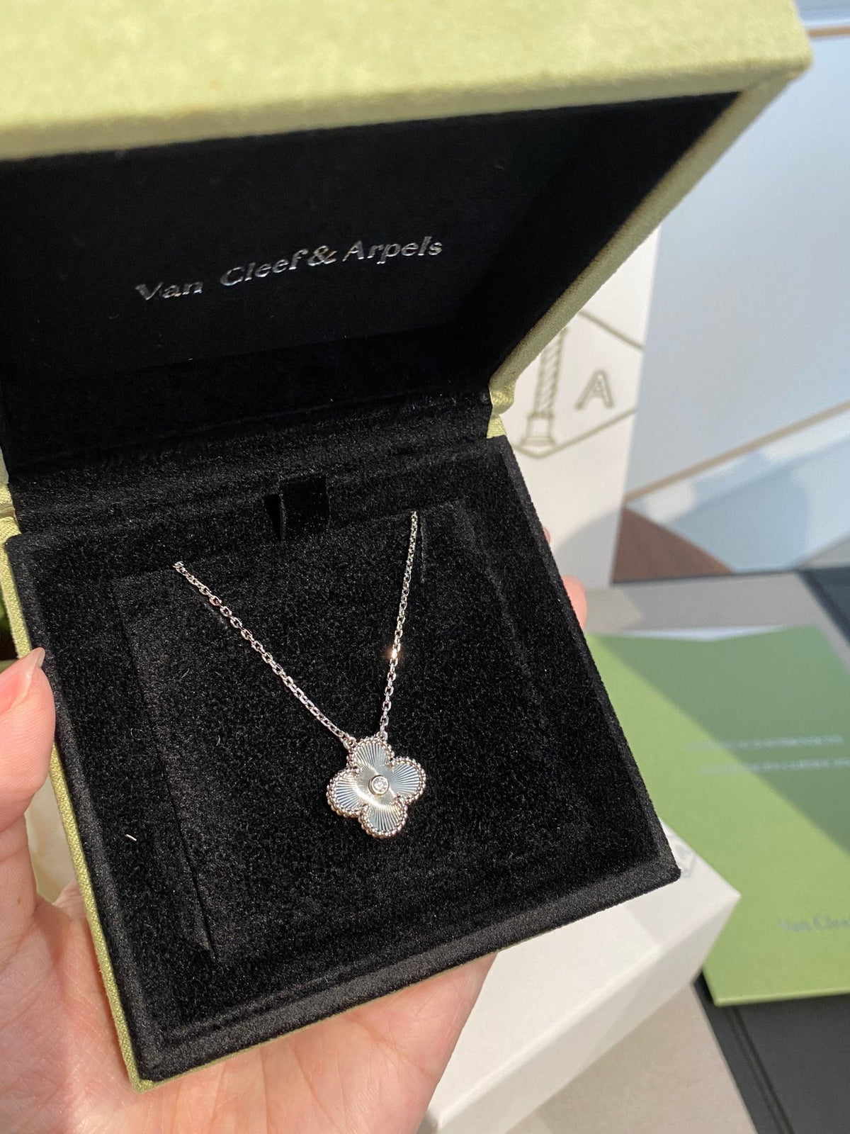 Guilloche Four-leaf Clover Necklace