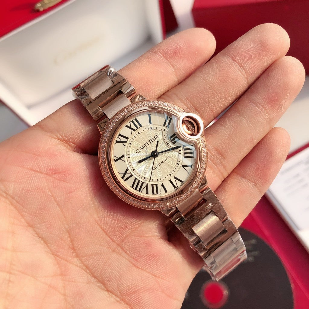 Premium Stainless Steel Mechanical Watch 8 Style Options Crystal Bezel Roman Numeral Design Luxury Look