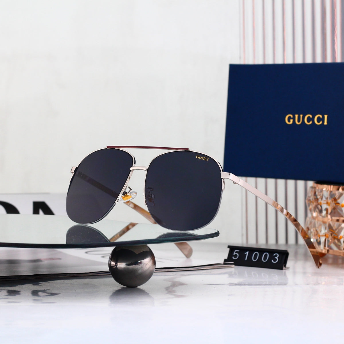 7 Color Classic Double Bridge Aviator Sunglasses - 51003