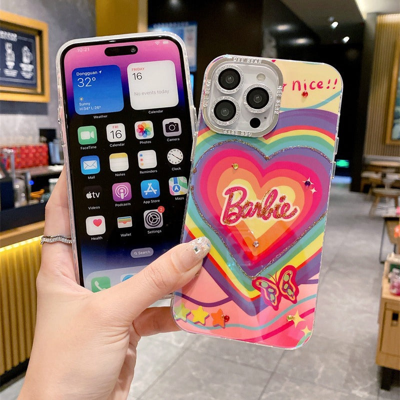 Bunte Handyhülle mit Herzmuster