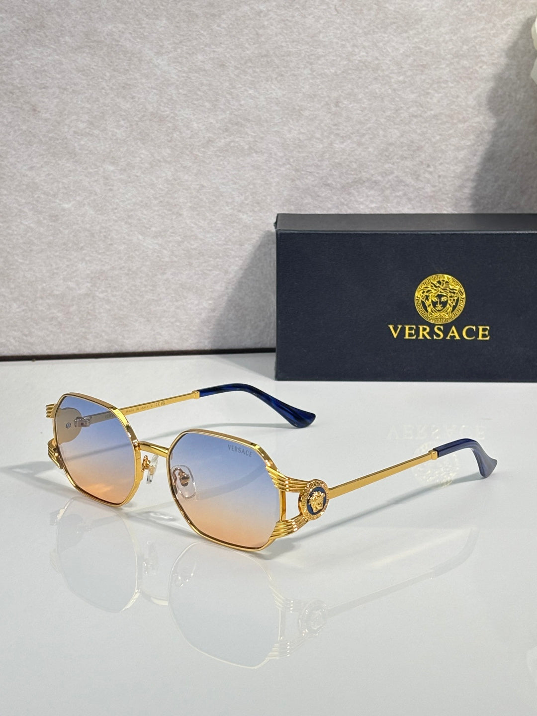 Retro Octagonal Metal Frame Sunglasses - VE7223