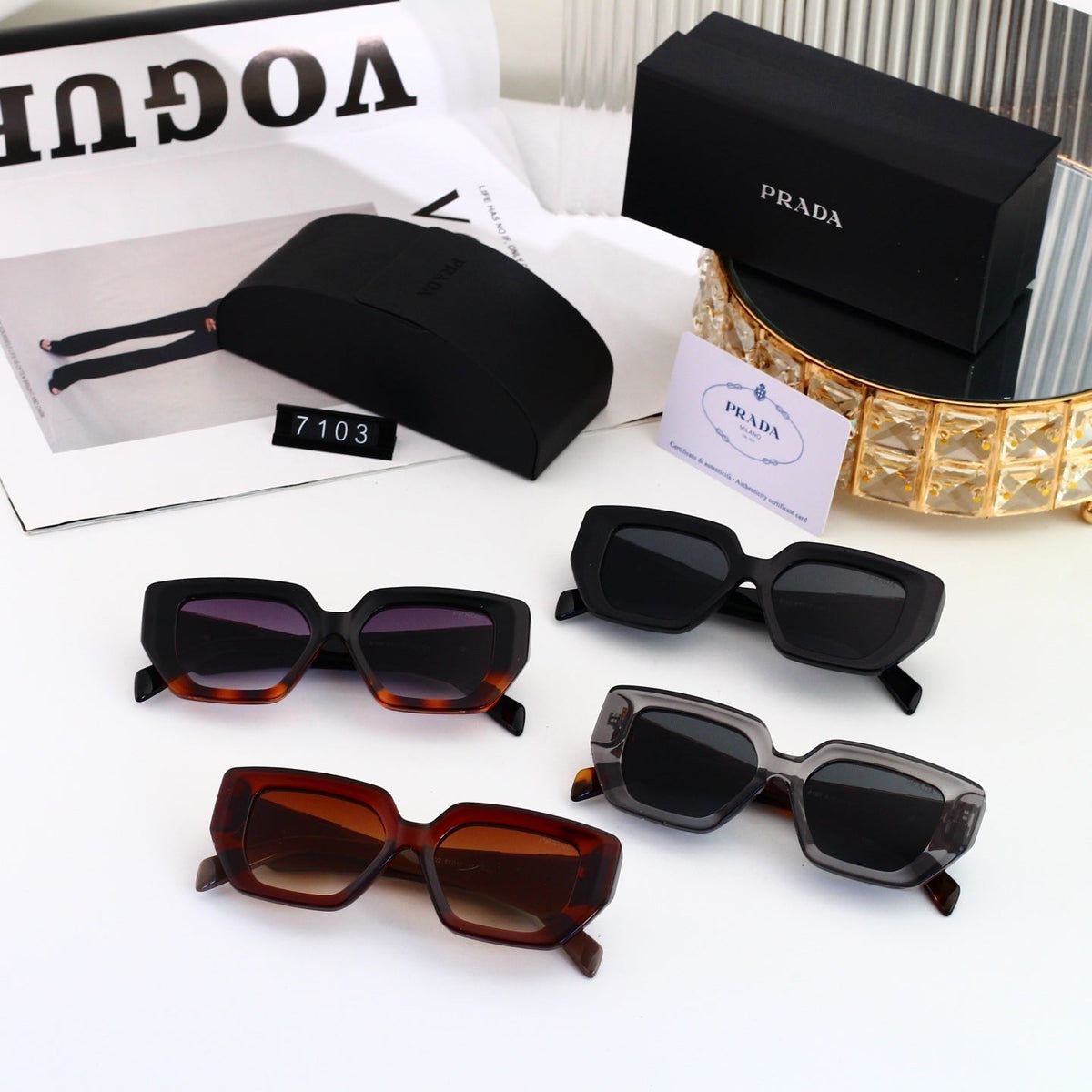 Polarized Sunglasses Personality Irregular Square Frame Sunglasses 7103