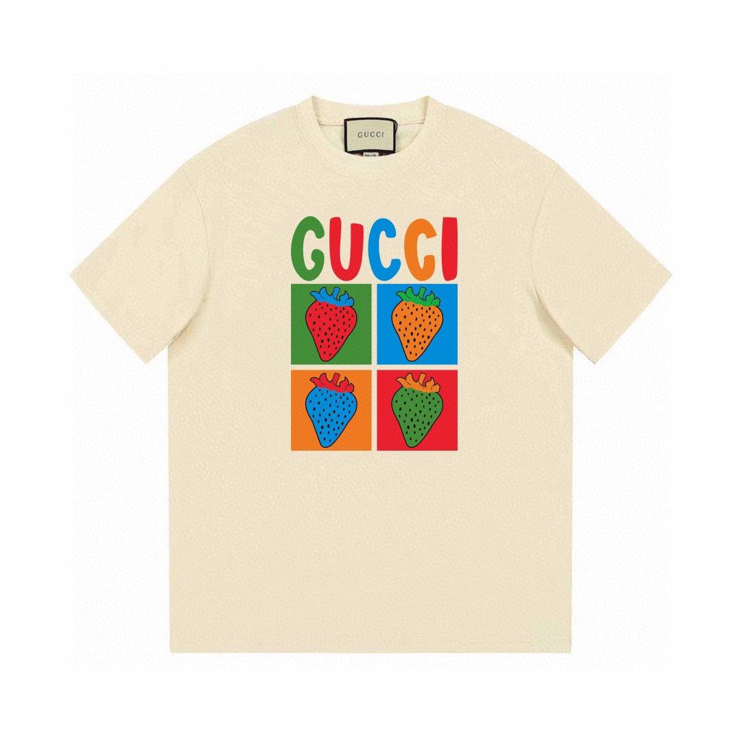 Vier-Gitter-T-Shirt mit Erdbeerdruck