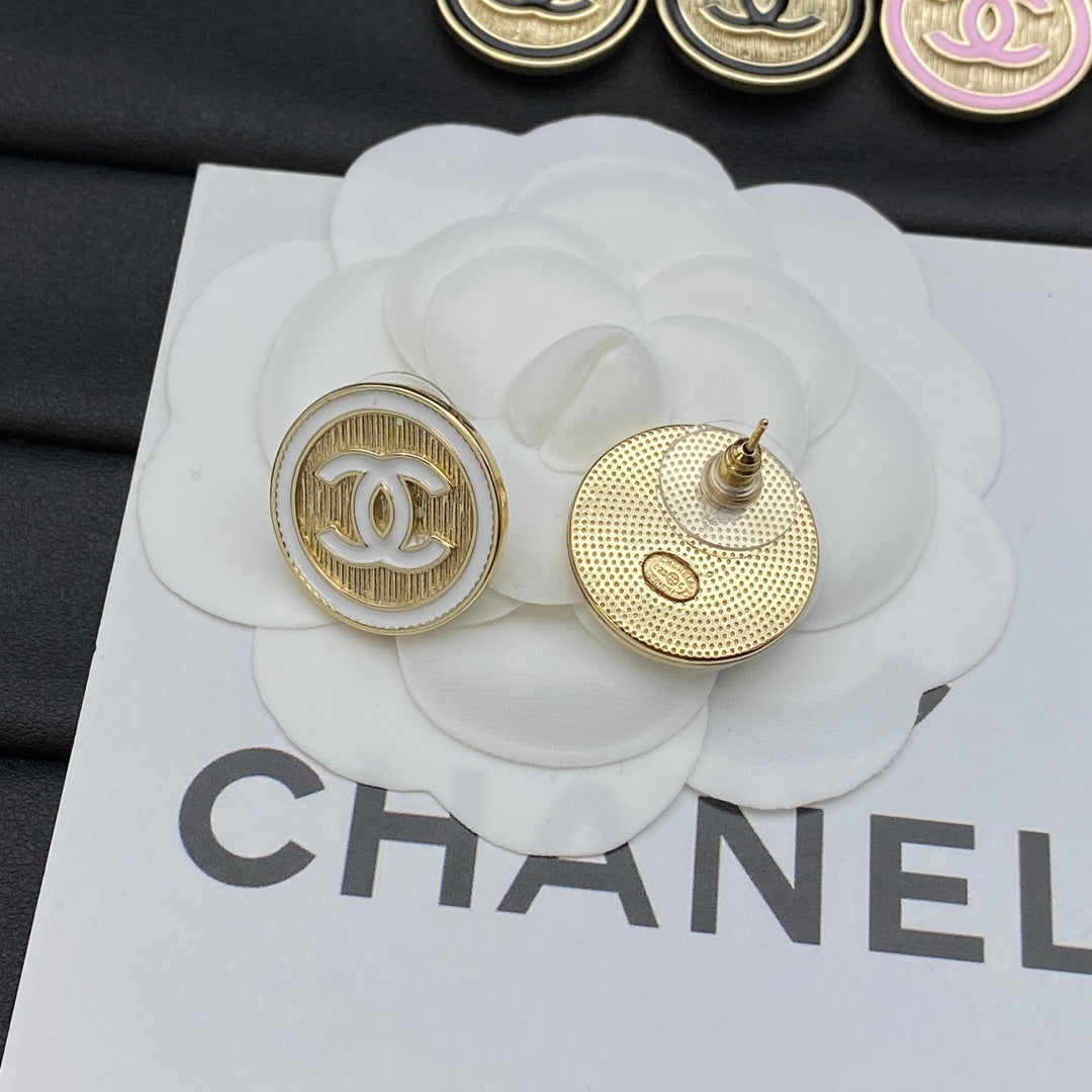 Vintage runde Logo-Ohrringe aus Metall