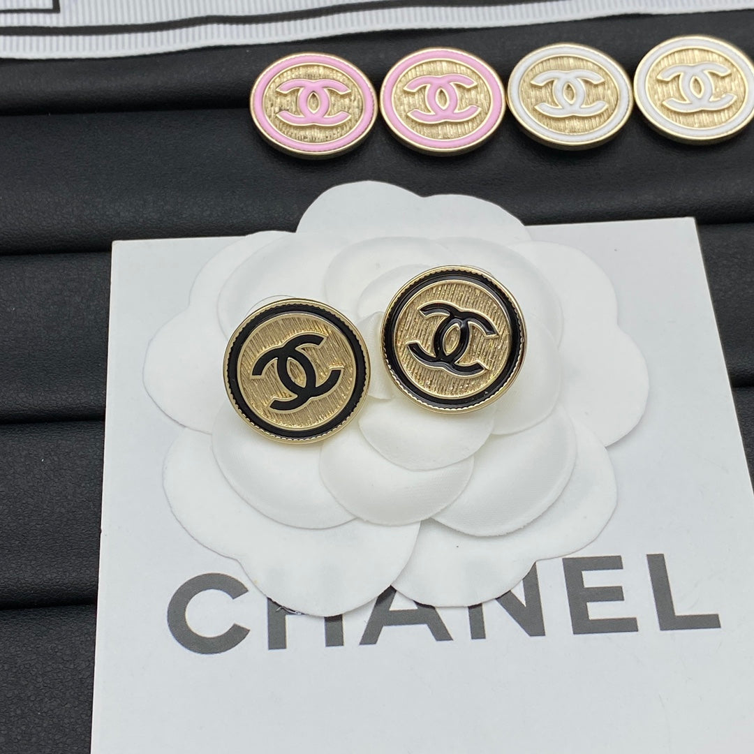 Vintage runde Logo-Ohrringe aus Metall