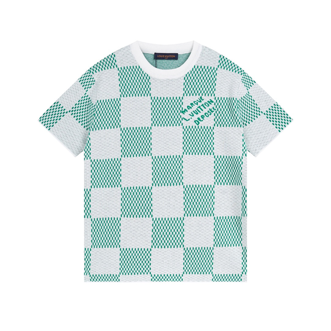 Grünes Schachbrettmuster-T-Shirt