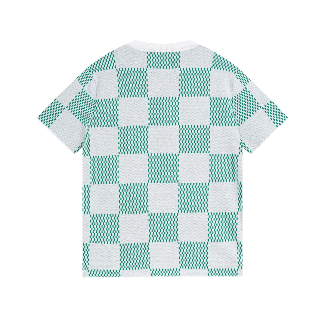 Grünes Schachbrettmuster-T-Shirt