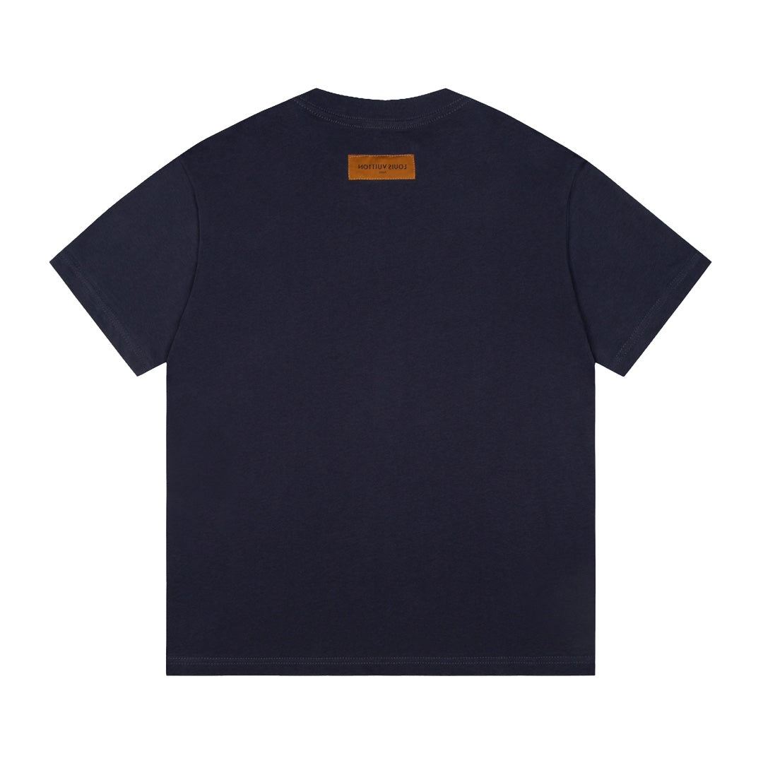 Dunkelblaues T-Shirt mit Allover-Print