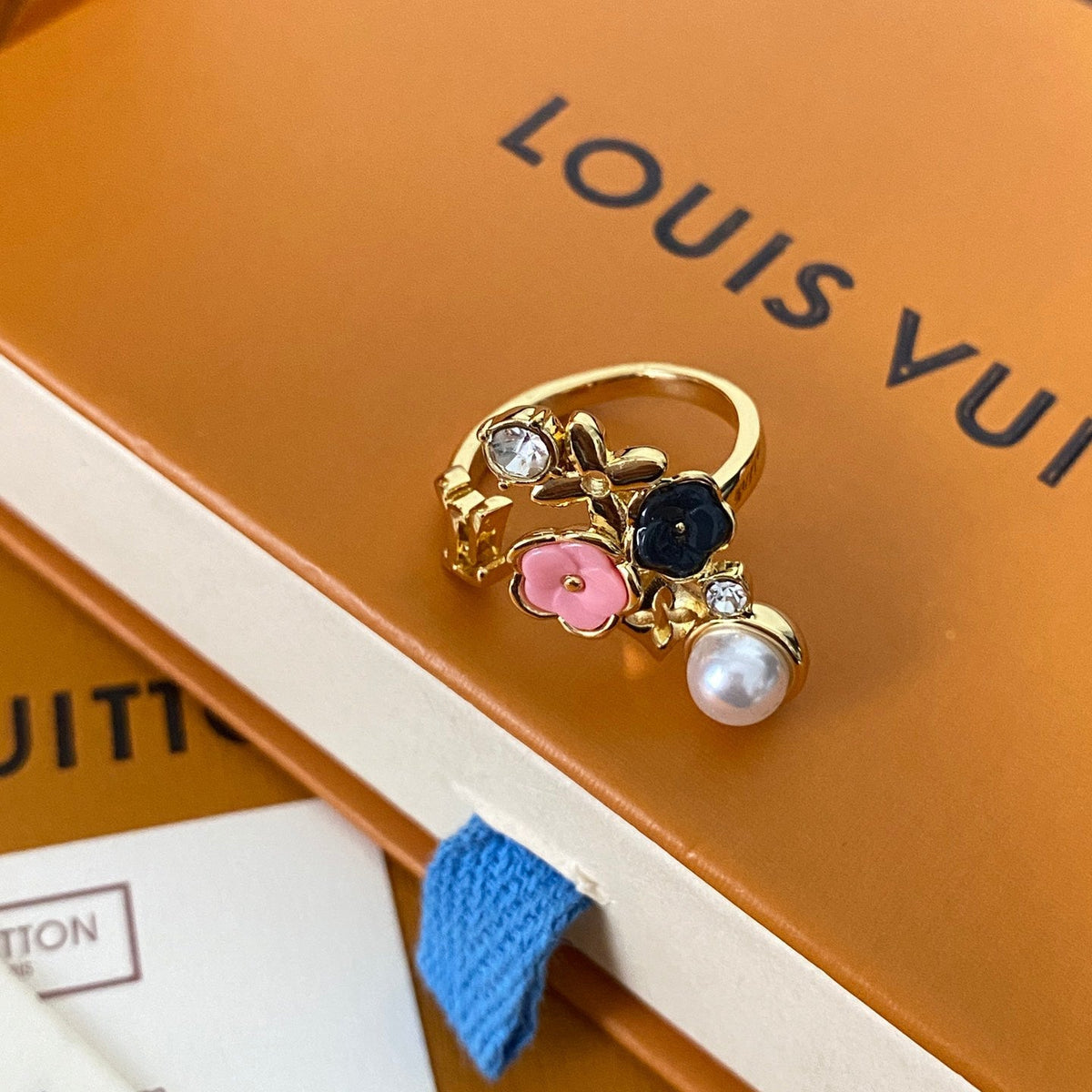 Blumen Perlen Mode Offener Ring