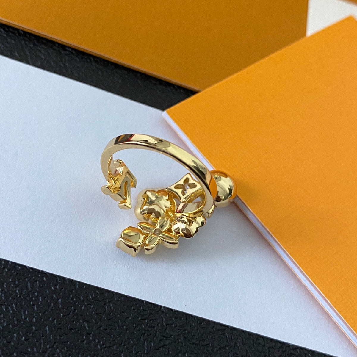 Blumen Perlen Mode Offener Ring