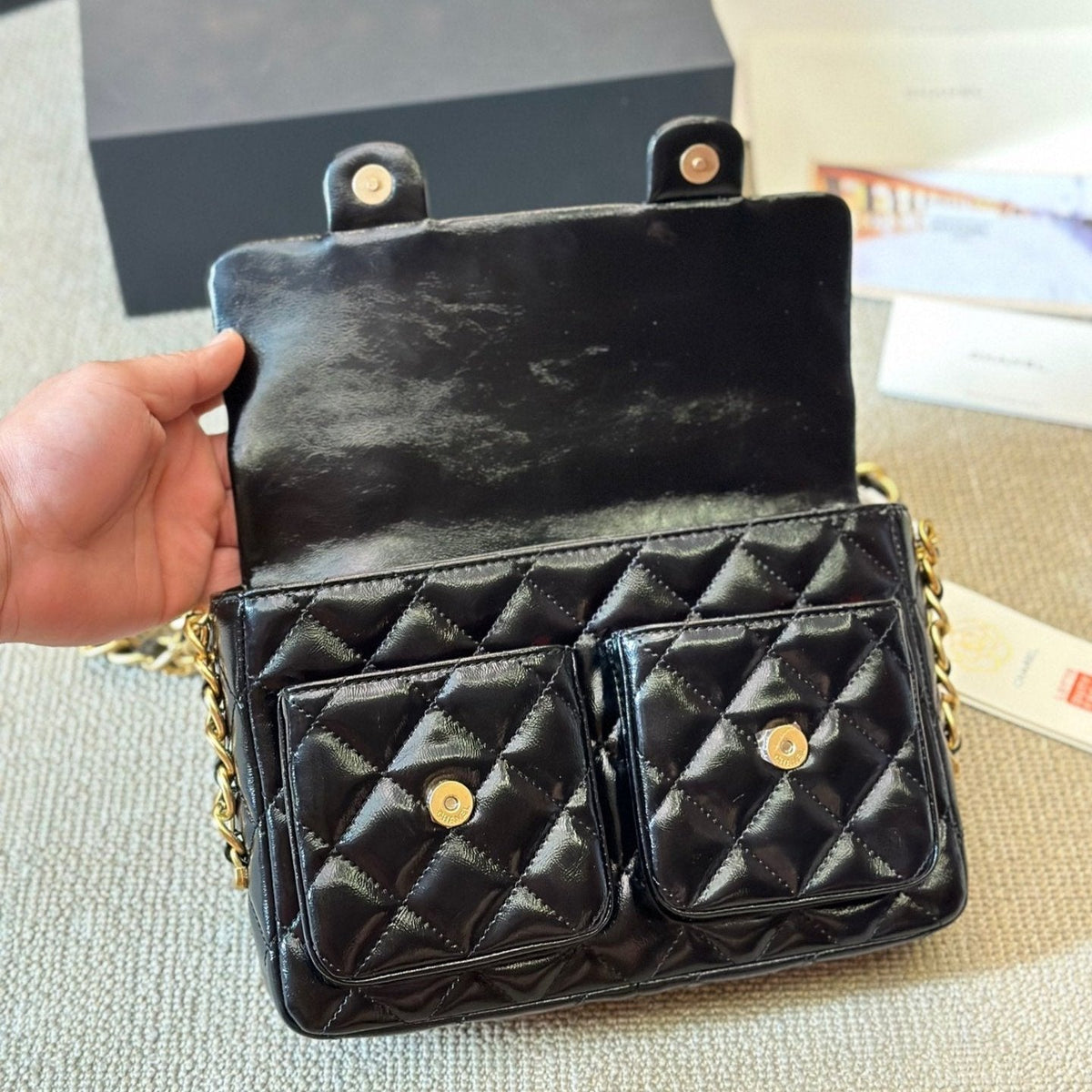 Vintage 24A Messenger Bag mit zwei aufgesetzten Taschen und Griff