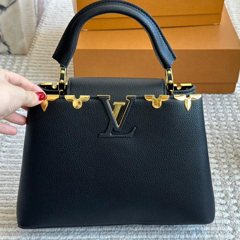 Black Capucines Metall-Monogram-Tasche