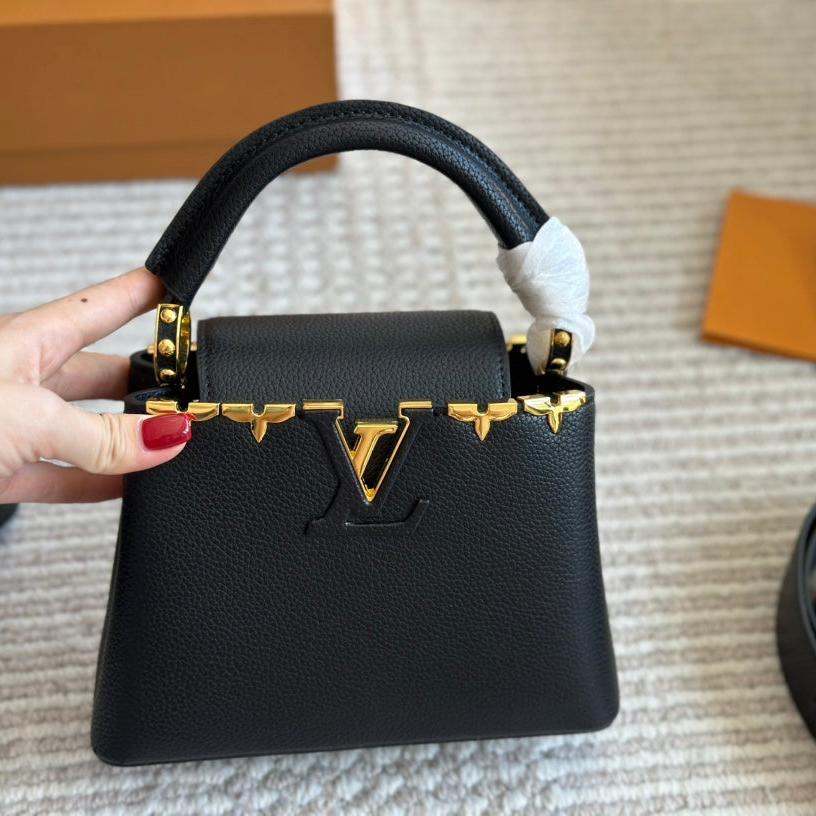 Black Capucines Metall-Monogram-Tasche