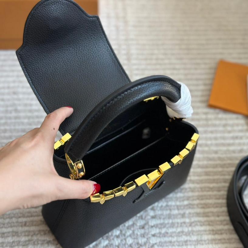 Black Capucines Metall-Monogram-Tasche