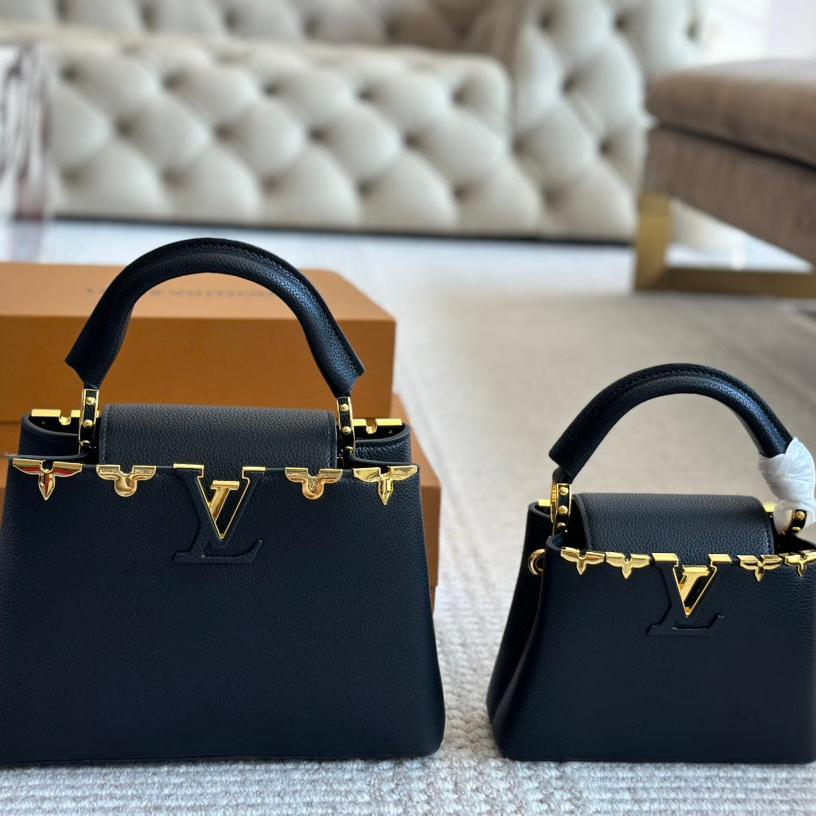 Black Capucines Metall-Monogram-Tasche