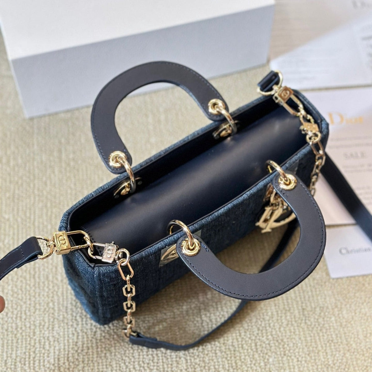 Blaue Graphic Cannage Denim Mittlere D-Joy Tasche