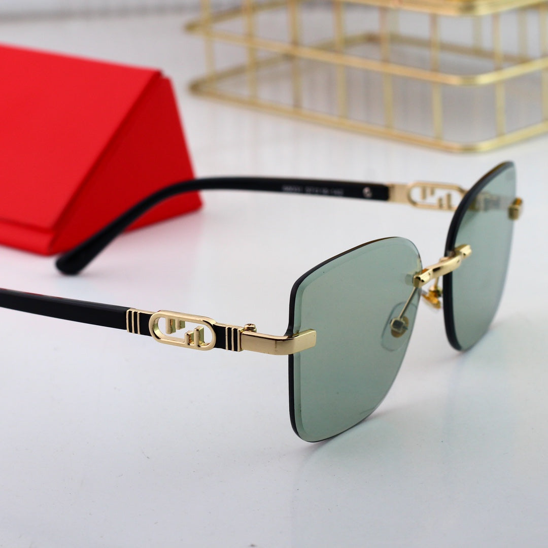 Modische Metall-Sonnenbrille mit ineinandergreifendem F-Rahmen